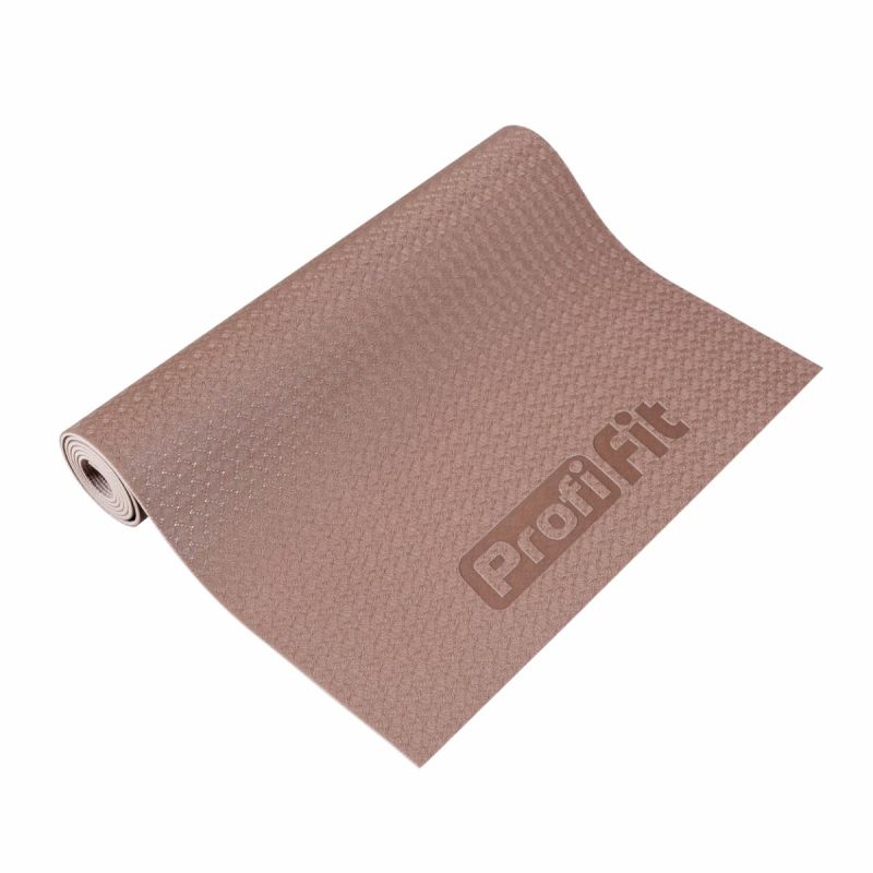 Коврик для йоги и фитнеса БАЗА (кофейный-бежевый) 5 мм PROFI-FIT