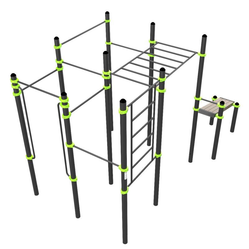 W326 Воркаут (поручни, 7 перекладин, рукоход клас., шведская стенка, наклонная скамья) ZAVODSPORTA