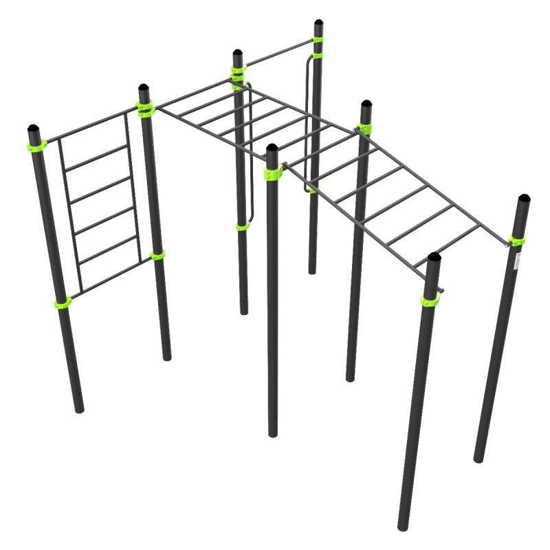 W328 Воркаут (рукоход в подъем и клас., швед стенка, перекладина, перекладины верт.) ZAVODSPORTA