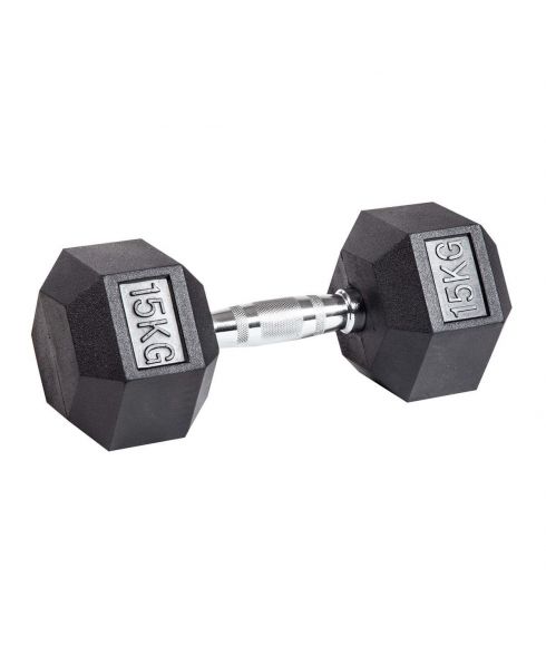 Гантель гексагональная обрезиненная PROFI-FIT 15 кг