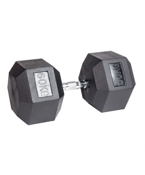 Гантель гексагональная обрезиненная PROFI-FIT 60 кг