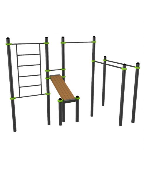 W301 Воркаут (брусья, турник, шведская стенка и наклонная скамья для пресса) ZAVODSPORTA